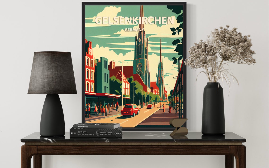 Gelsenkirchen Germany Vintage Minimal Street Scene Travel Poster - Image 3