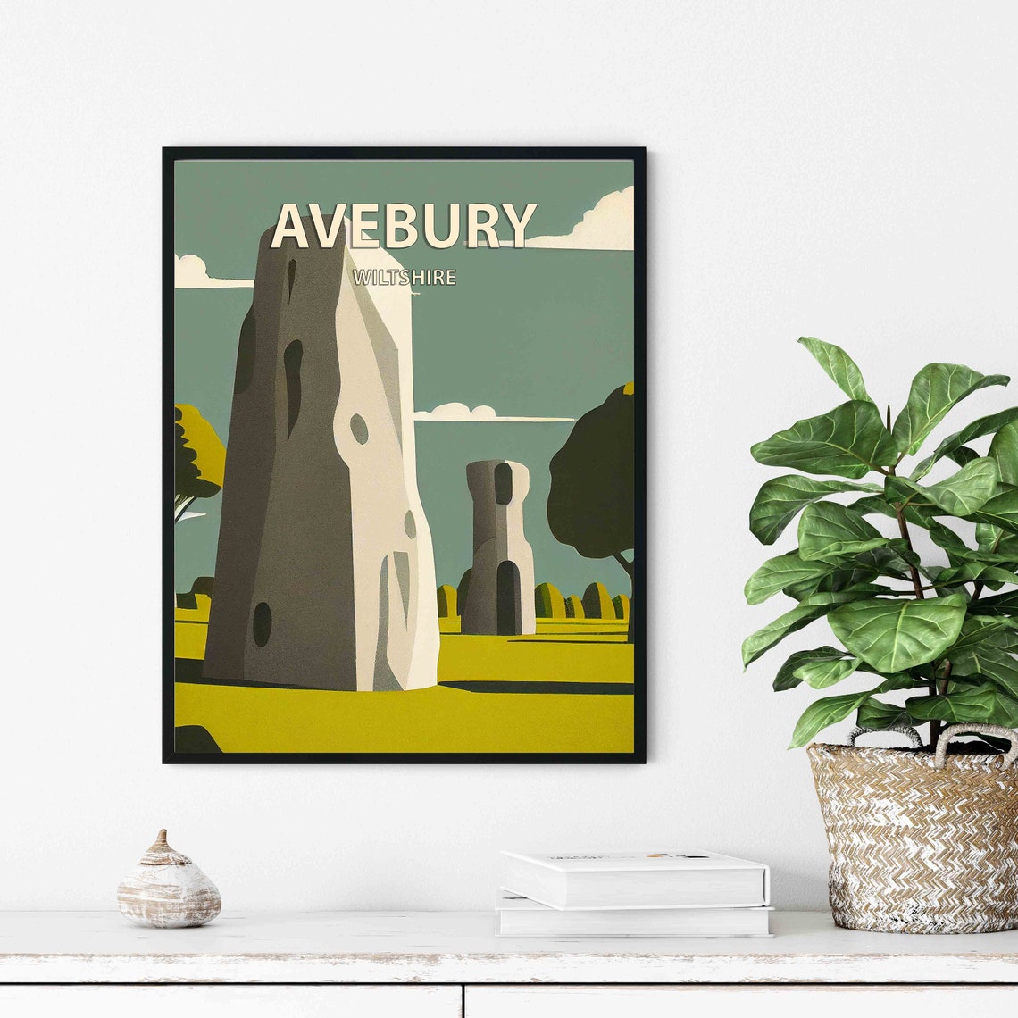 Avebury Wiltshire Retro Standing Stones Megalith Vintage Travel Poster - Image 3