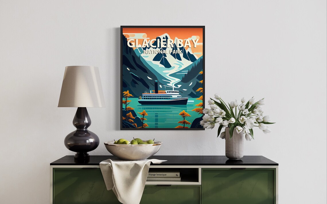 Glacier Bay National Park Cruise Ship Glacial Fjord Travel Poster - Image 3