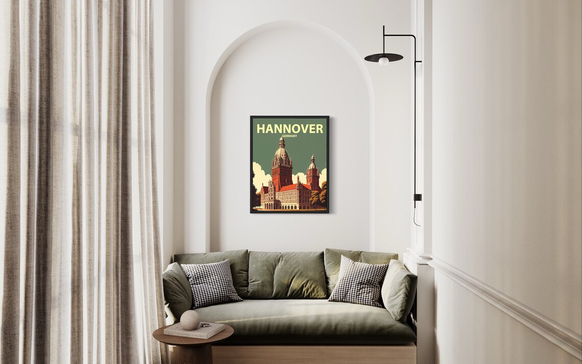 Hannover New Town Hall Vintage Minimalist Travel Poster Germany - Image 2