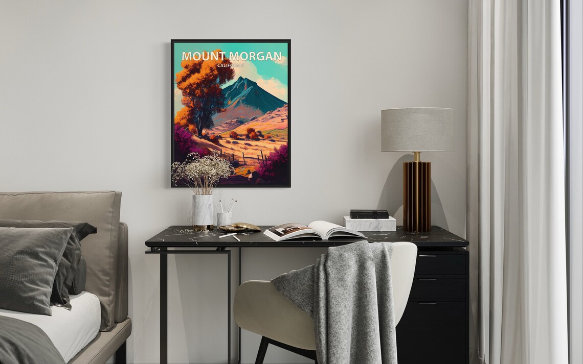 Mount Morgan California Green Peak Meadow Wildflower Art Poster - Image 2