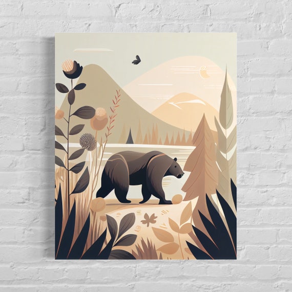 Black Bear Walking Through a Wildflower Mountain Meadow Poster