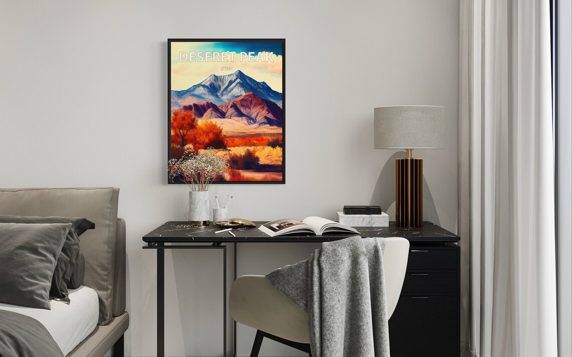 Deseret Peak Utah Broad Snow Ridge Red Hills Fall Color Poster - Image 2