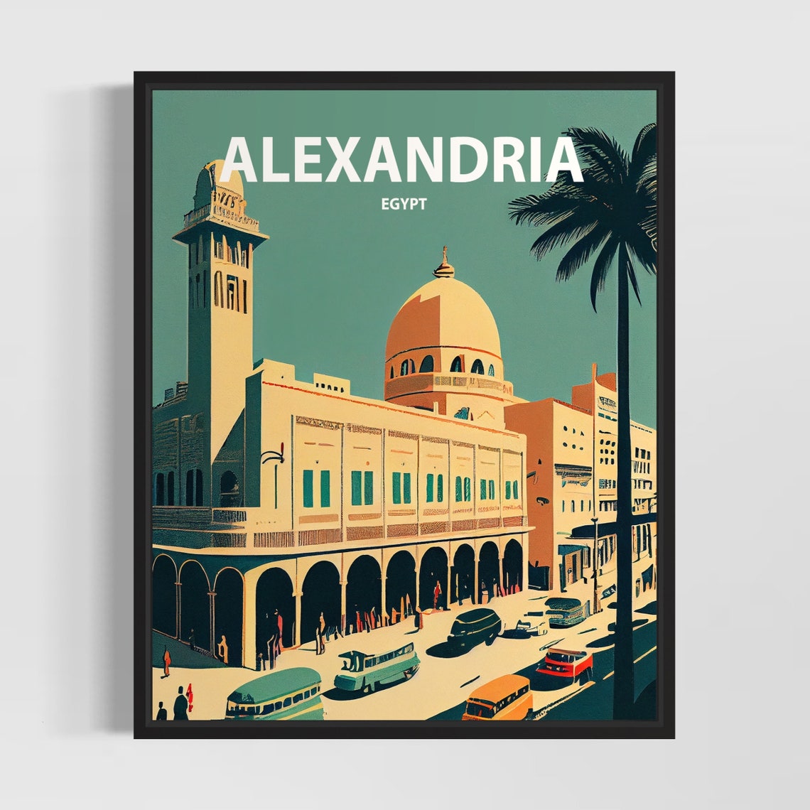 Alexandria Egypt Vintage Grand Street Architecture City Poster