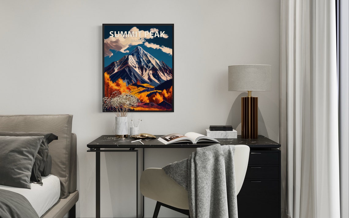 Summit Peak Colorado Snowcapped Mountain Autumn Forest Poster - Image 2