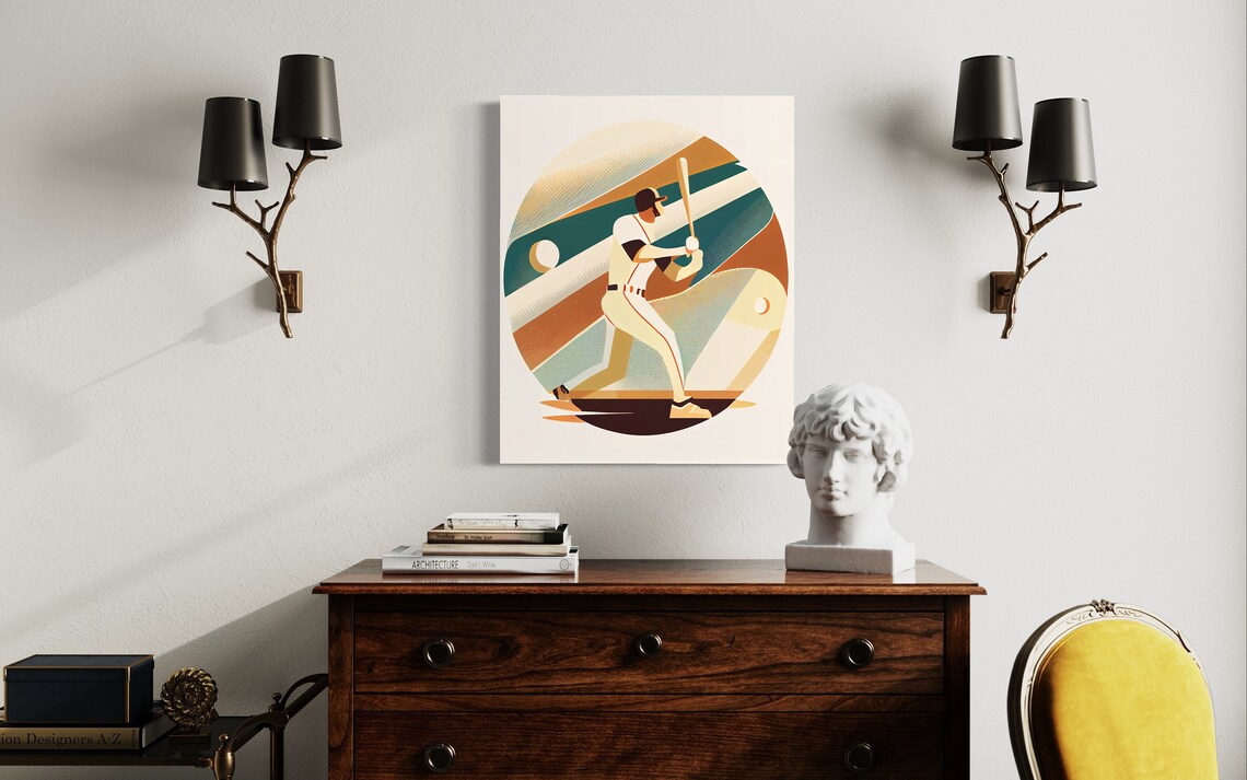 Retro Baseball Batter Swing Vintage Circle Illustration Sports Poster - Image 3