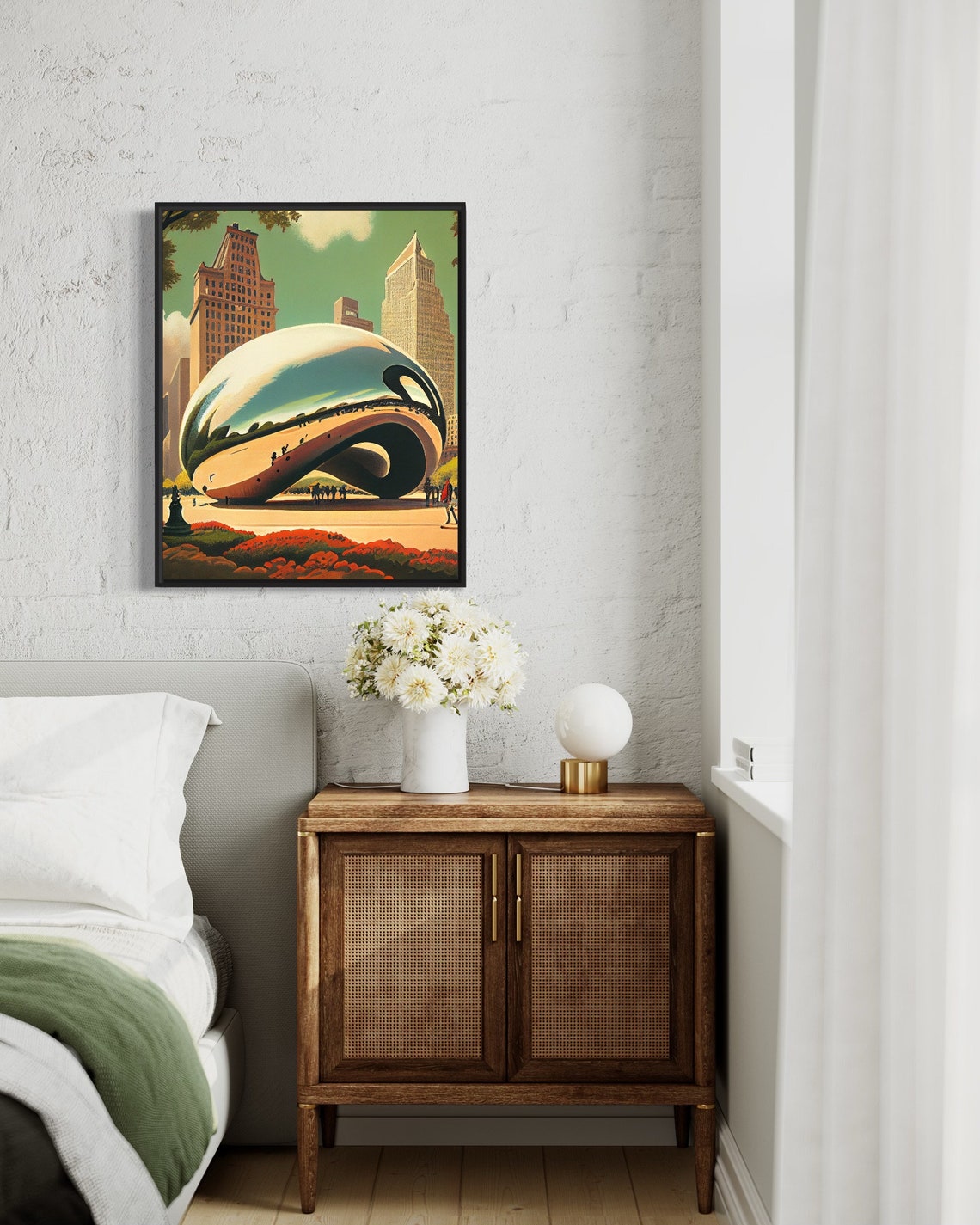 Chicago Cloud Gate Millennium Park Vintage Downtown Skyline Poster - Image 3