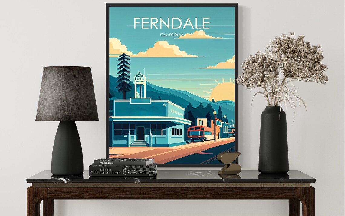 Ferndale California Retro Main Street Sunset Small Town Travel Poster - Image 3