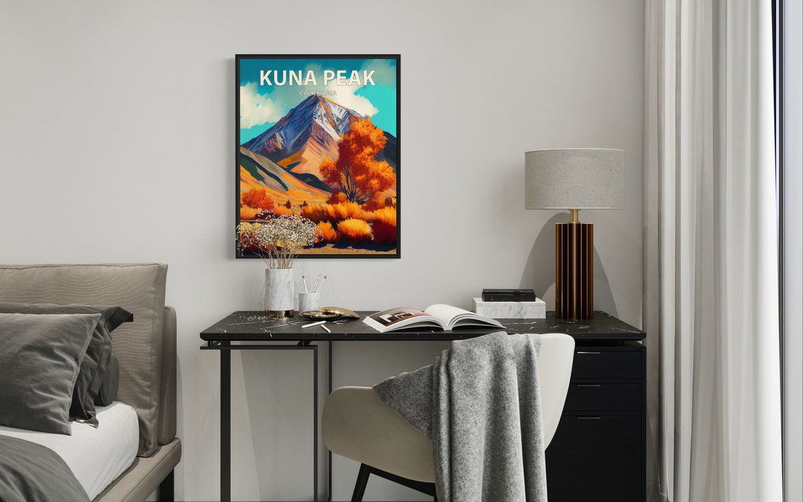 Kuna Peak California Snowy Summit Golden Autumn Trees Poster - Image 2