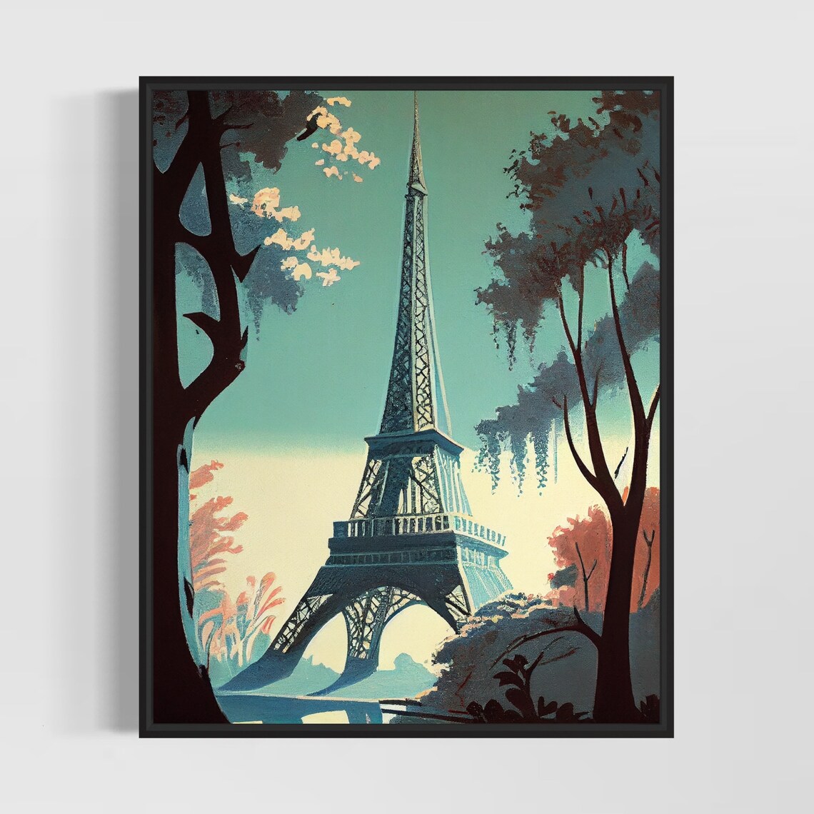 Eiffel Tower Paris France Iconic Landmark Retro Romance Poster