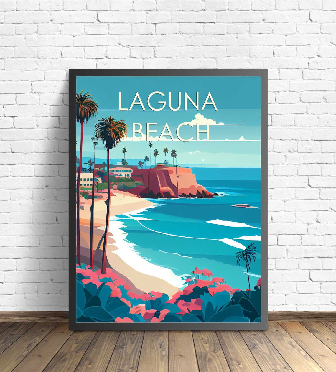 Laguna Beach California Coastal Cliffs Palms Ocean View Poster