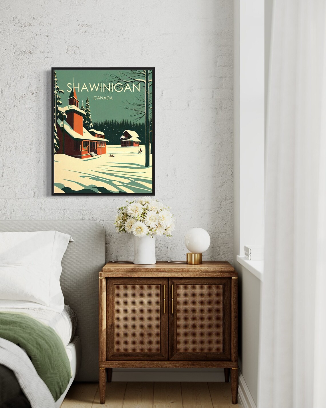 Shawinigan Canada Snowy Red Church Winter Scene Travel Poster - Image 3