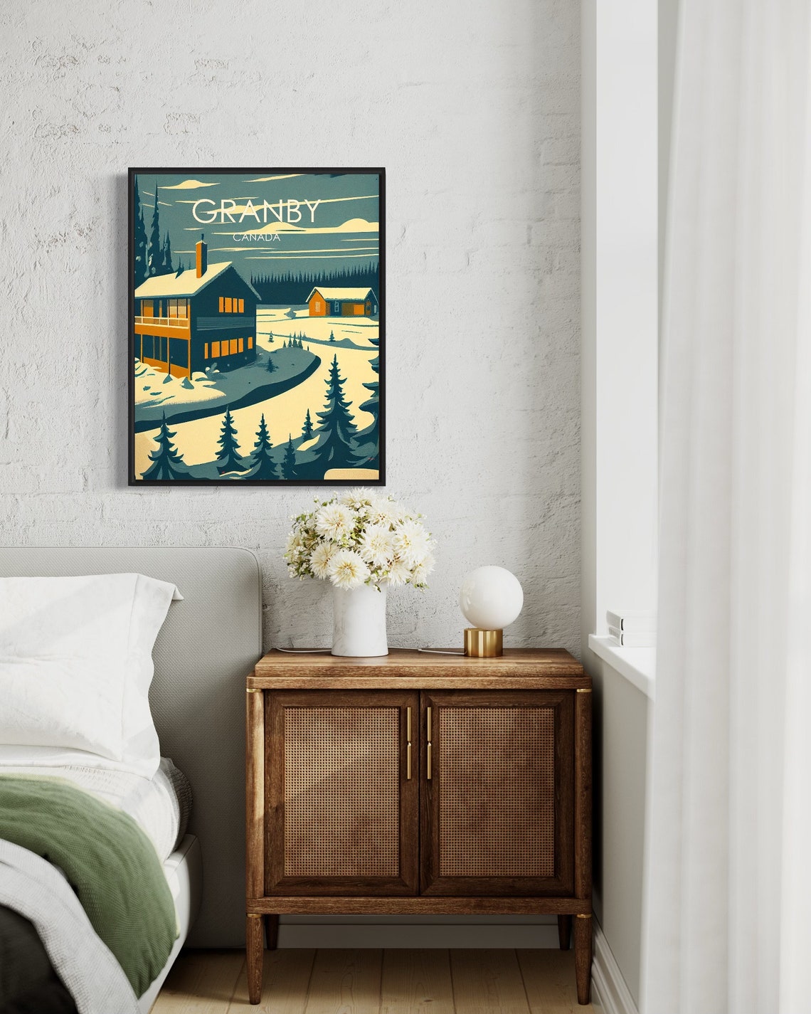 Granby Canada Snowy Chalet Pine Forest Deep Winter Travel Poster - Image 3