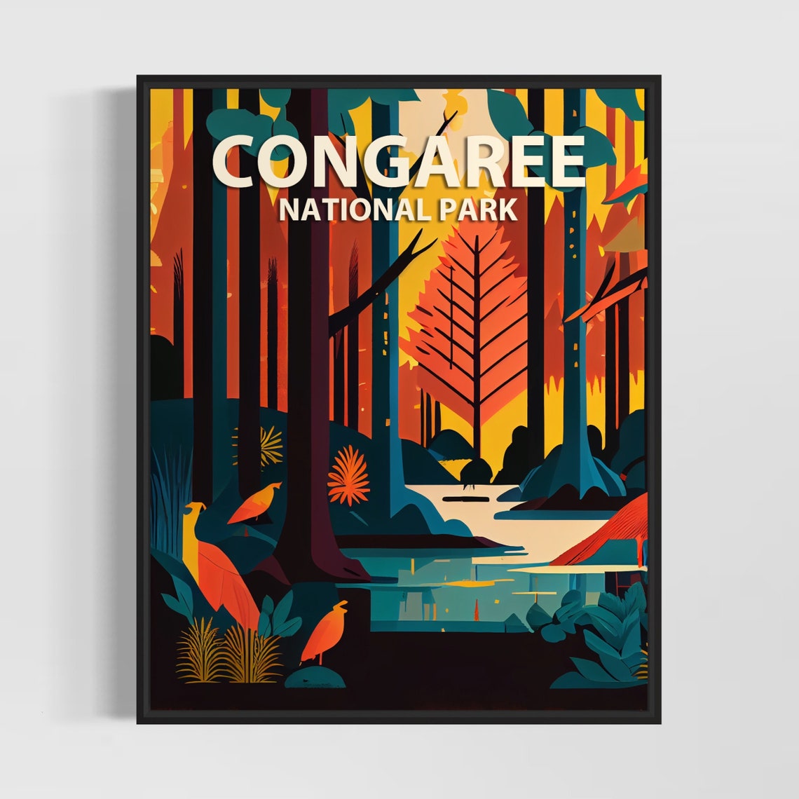 Congaree National Park Forest Birds Sunset Wilderness Poster