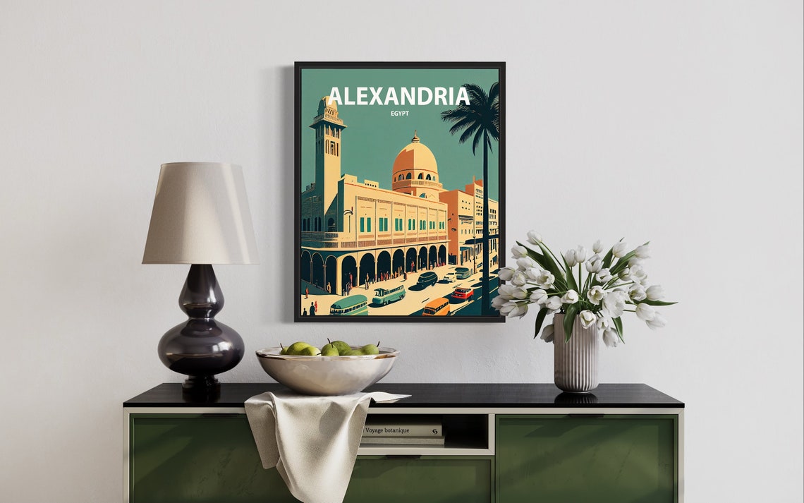 Alexandria Egypt Vintage Grand Street Architecture City Poster - Image 2