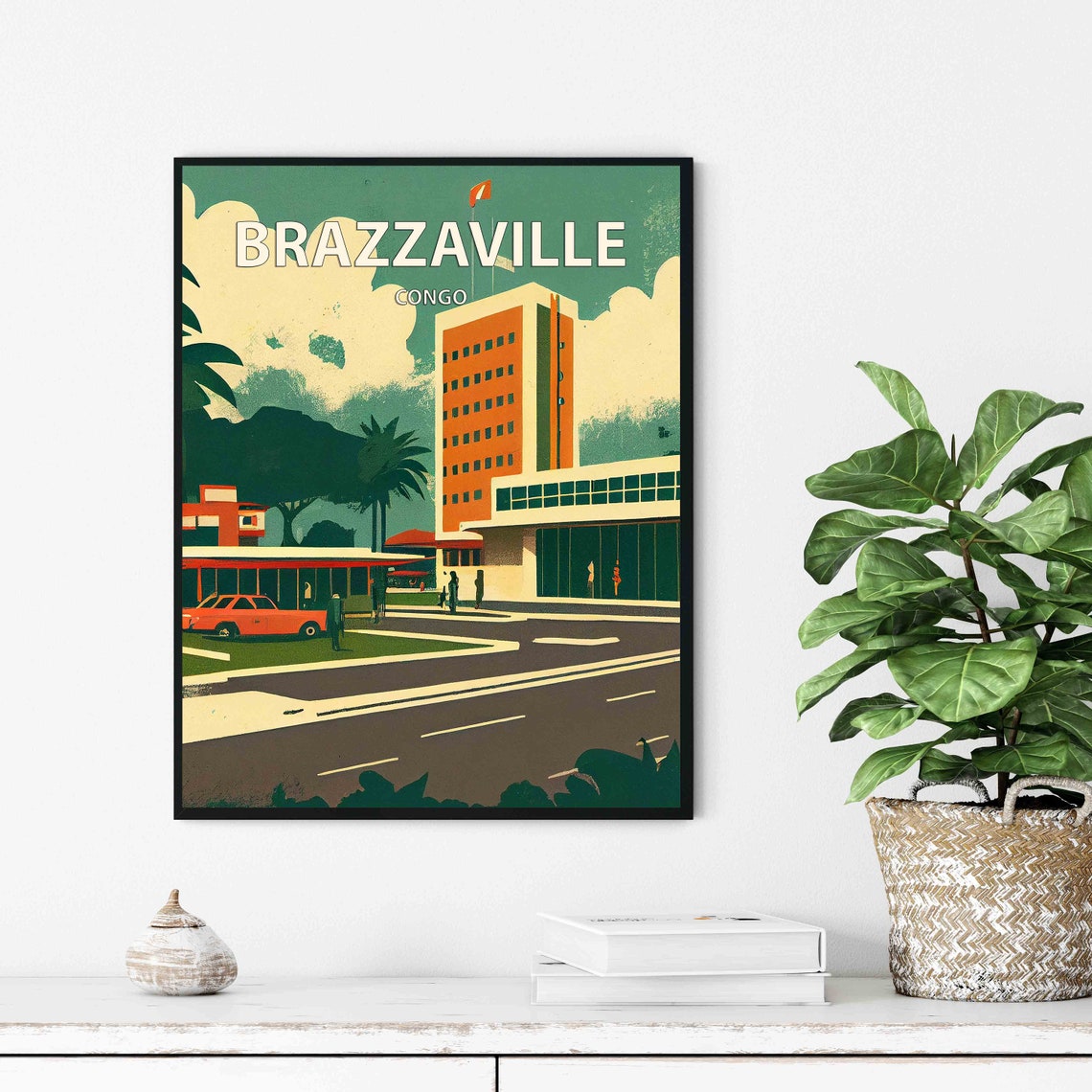 Brazzaville Congo Mid Century Modern City Street Travel Poster - Image 2