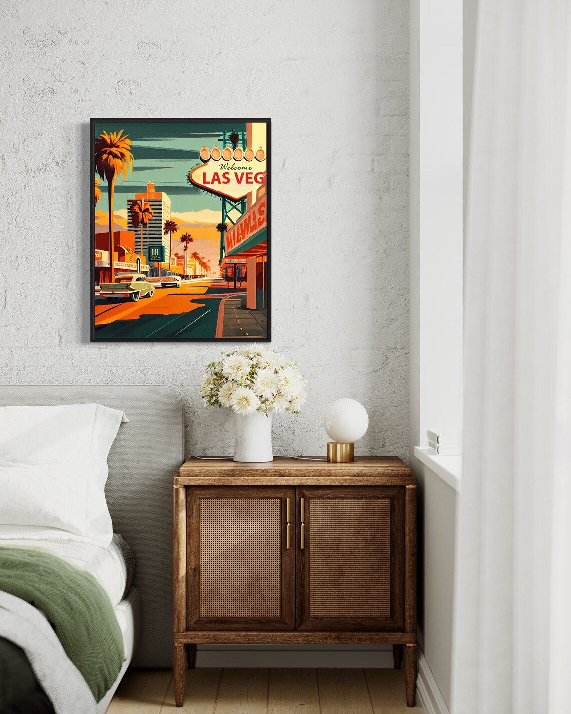 1960s Las Vegas Strip Welcome Sign Classic Cars Retro Poster - Image 2