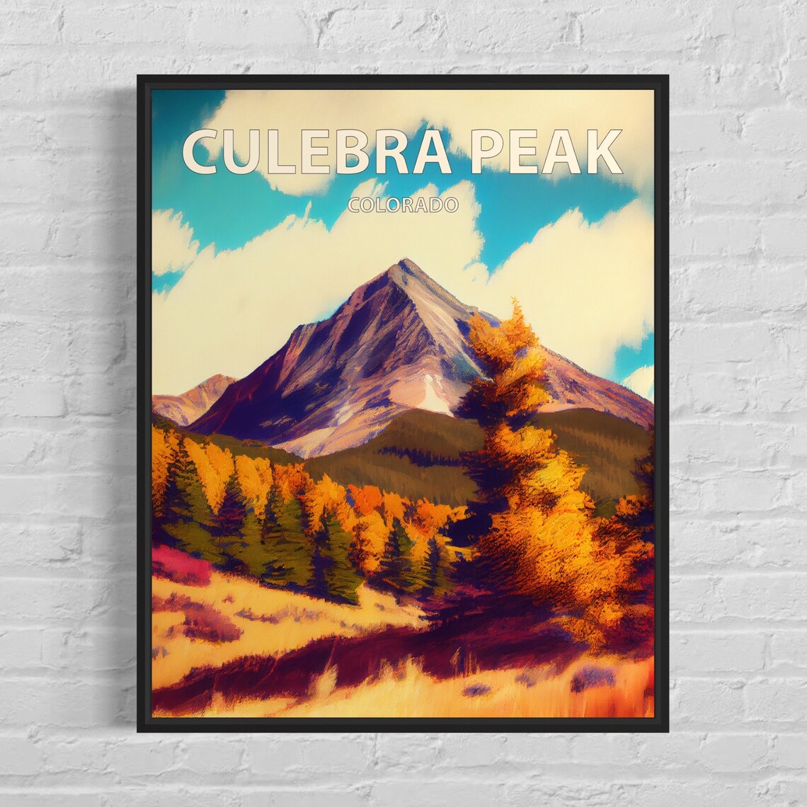 Culebra Peak Colorado Pyramid Summit Golden Autumn Forest Poster
