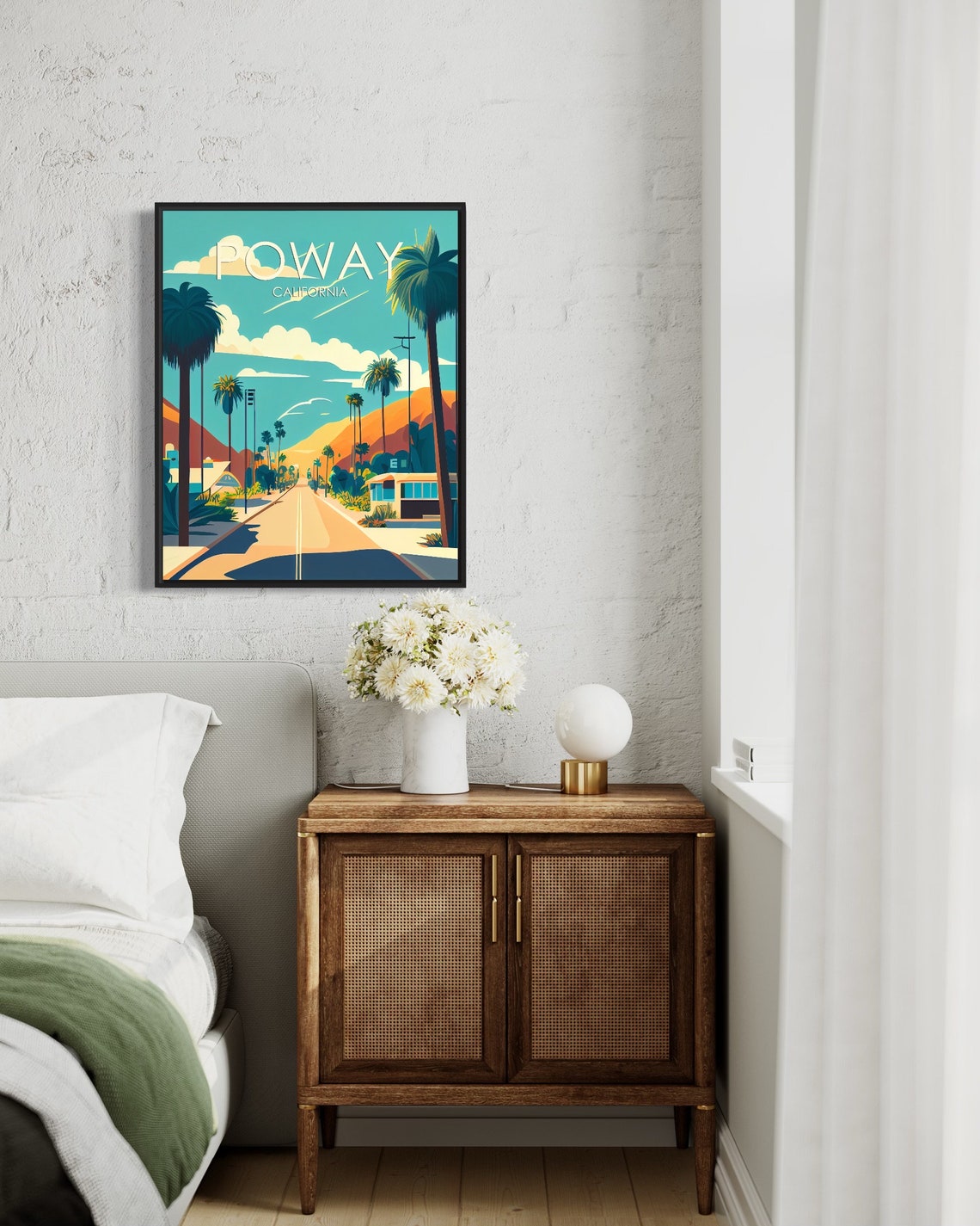 Poway California Palm Lined Road Sunset Glow Retro Travel Poster - Image 3