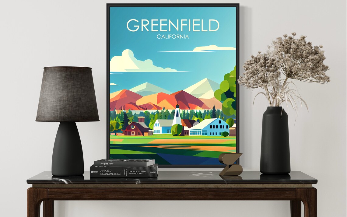 Greenfield California Charming Farm Town Church Mountains Poster - Image 3