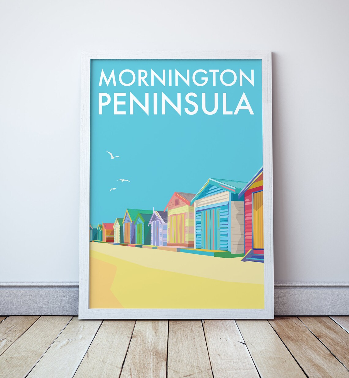 Mornington Peninsula Travel Poster, Beachbox Beachhut