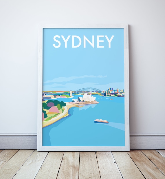 Sydney Harbour Illustration Travel Poster Print