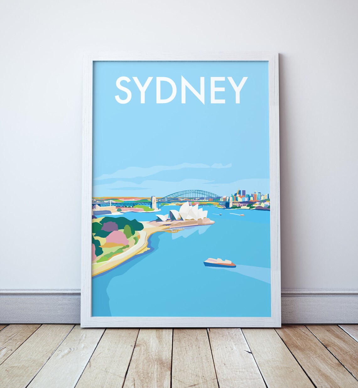 Sydney Harbour Illustration Travel Poster Print