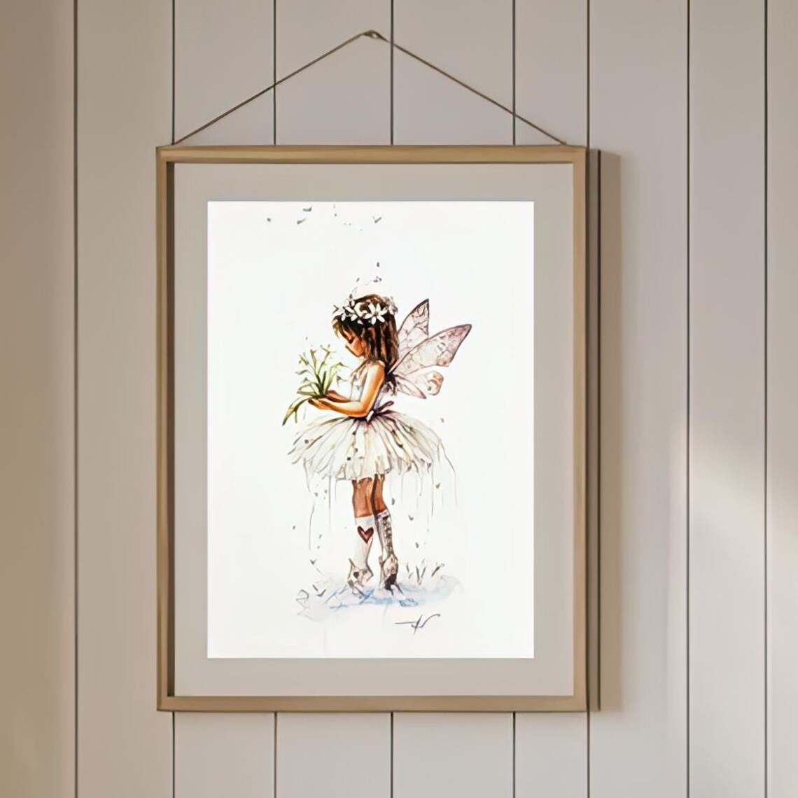 Flower Fairy Girl Watercolor Cute Whimsical Kids Room Poster - Image 2