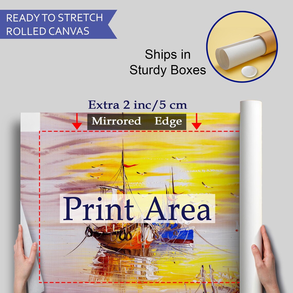 Two Sailboats At Golden Sunset Calm Sea Oil Painting Marine Wall Art - Image 4