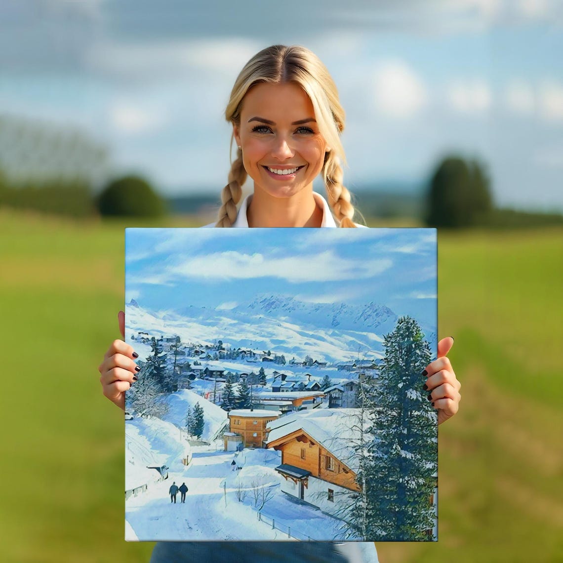 Snowy Mountain Village Print Nature Wall Decor Nature Wall Decor Nature Decor Landscape Wall Table - Image 5