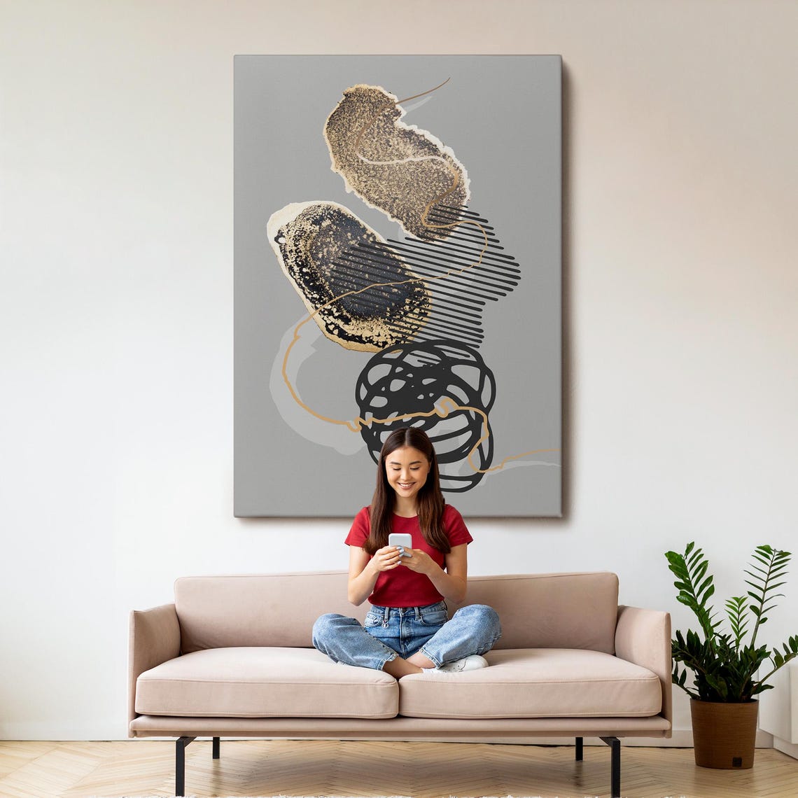Painting With Ink And Alcohol Elements In Geometric Form Housewarming Gifts Abstract Modern Wall Decor Abstract Print - Image 3