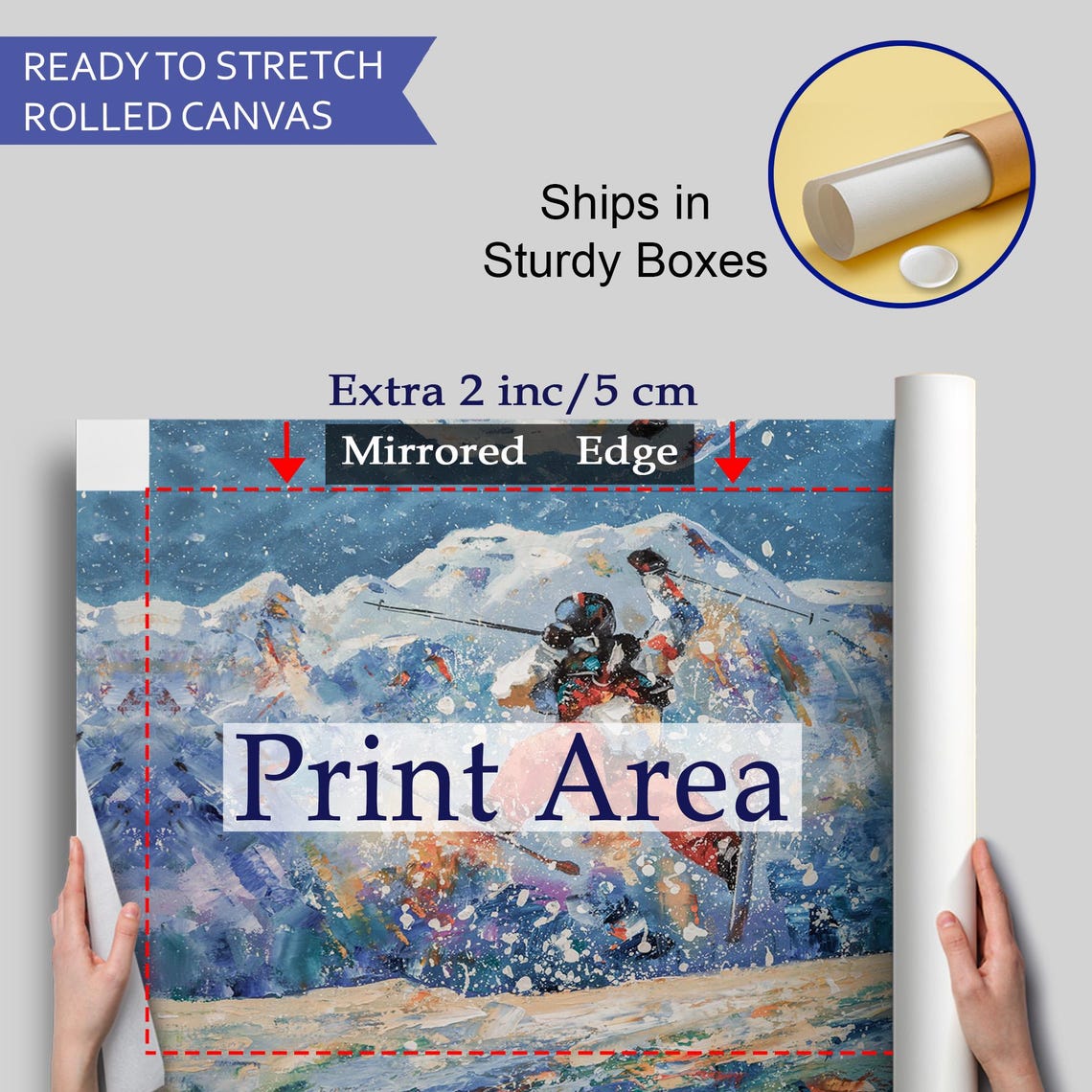 Freestyle Skier Jumping Snow Mountain Action Sport Painting Poster - Image 4