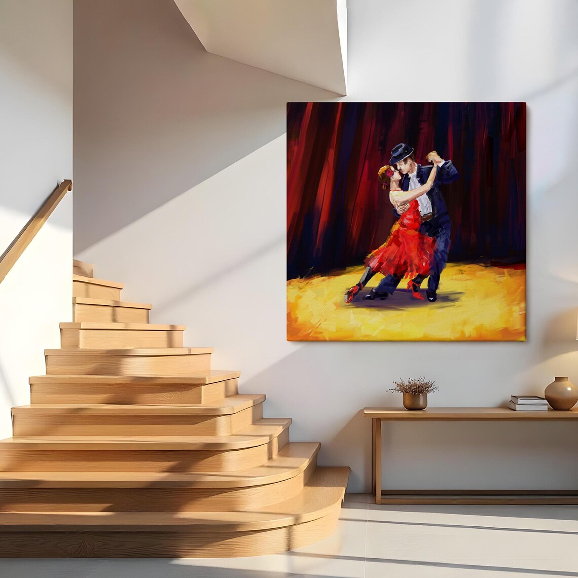 Passionate Tango Dancers Oil Painting Style Red Dress Dance Wall Art Poster - Image 3