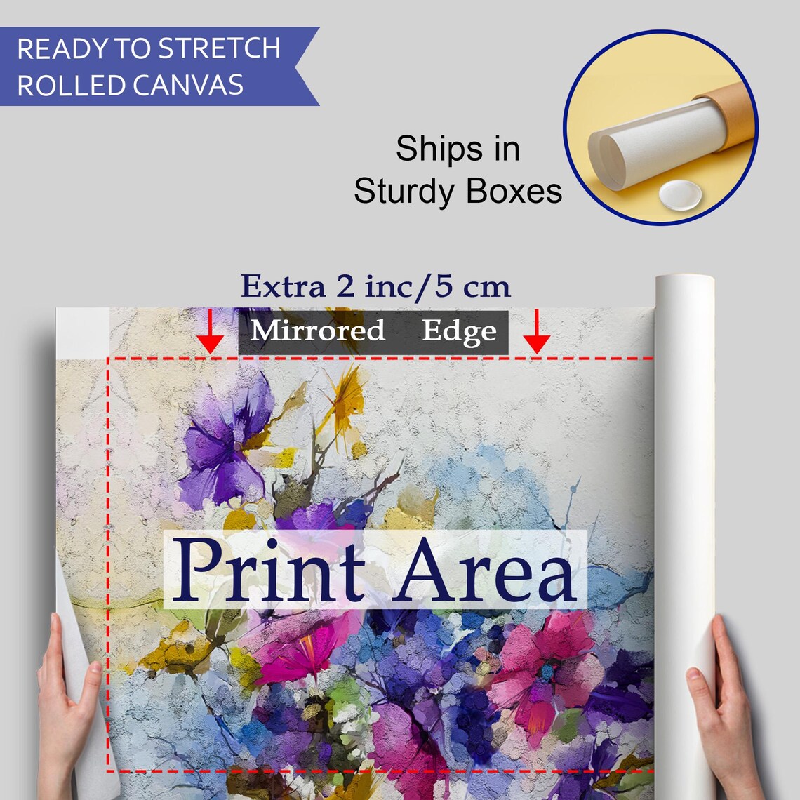 Modern Abstract Floral Watercolor Purple Blossoms White Art Poster - Image 4