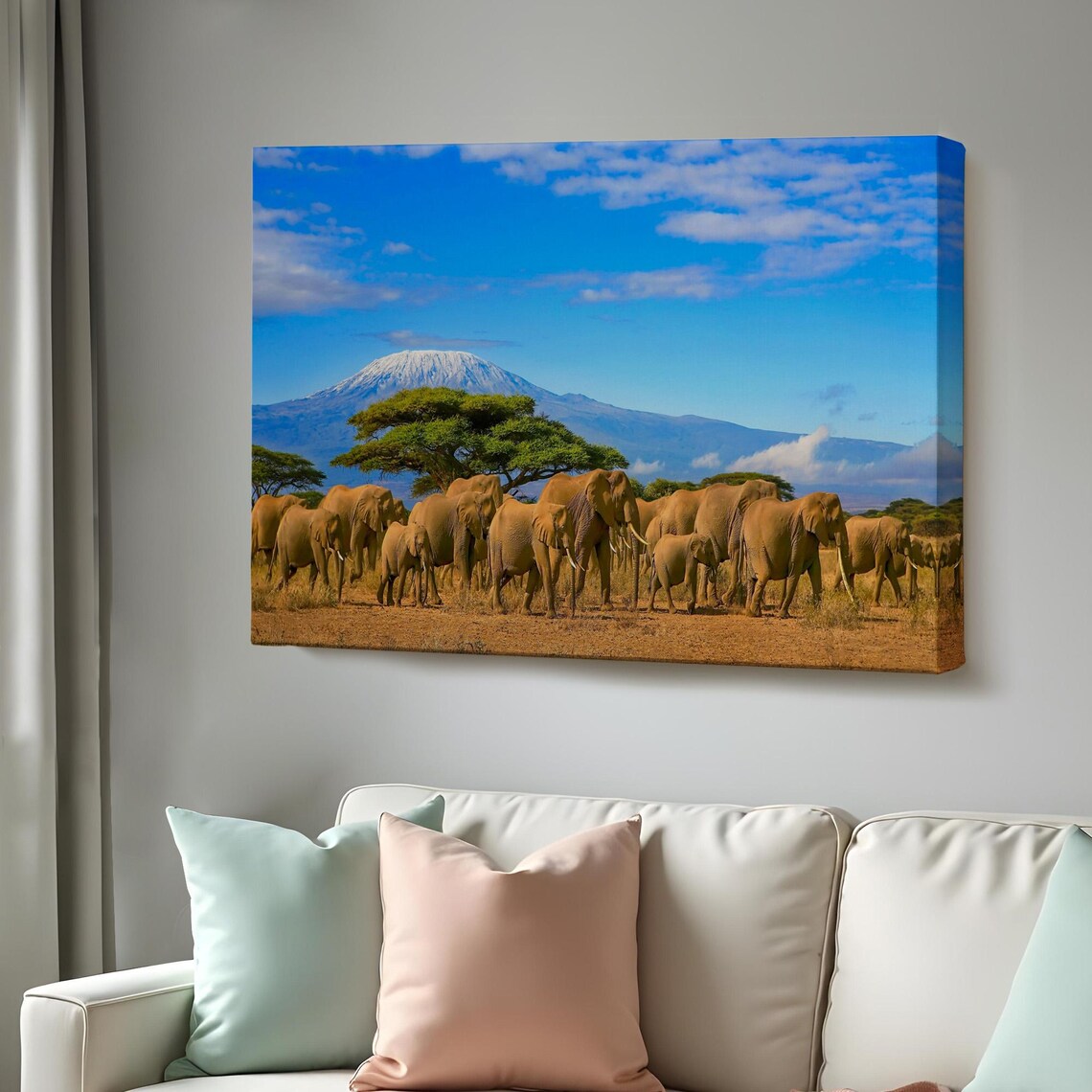 Amboseli Herd Of Elephants Under Mount Kilimanjaro Safari Poster