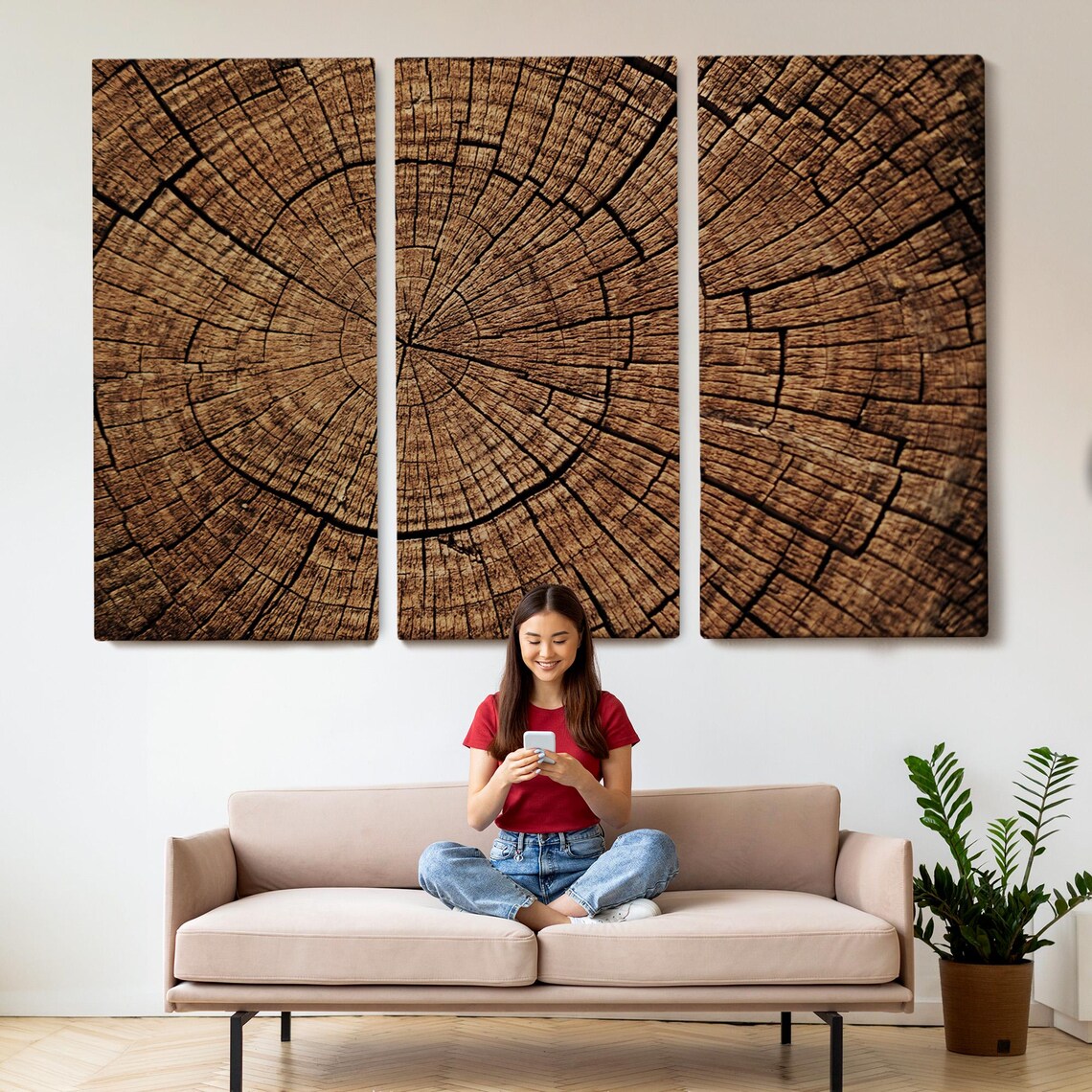 Tree Stump Pattern Painting, Minimal Modern Decor - Image 2