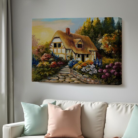 Garden House In The Forest Oil Painting Decorative Wall Painting Nature Decor Nature Wall Decor Nature Print