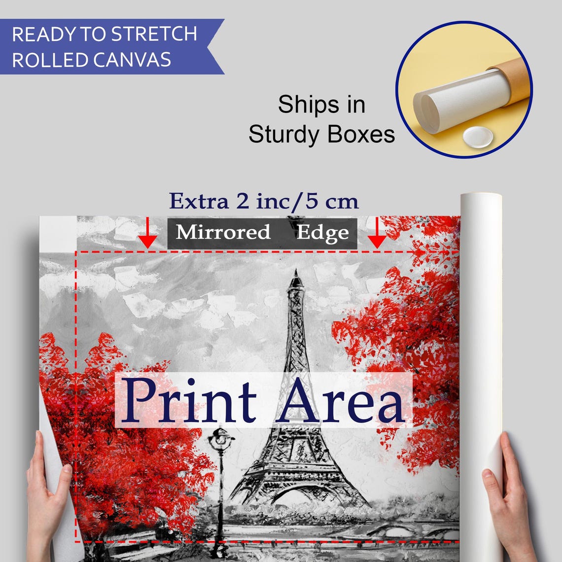 Paris Eiffel Tower Red Autumn Trees Black White Oil Painting Poster - Image 4