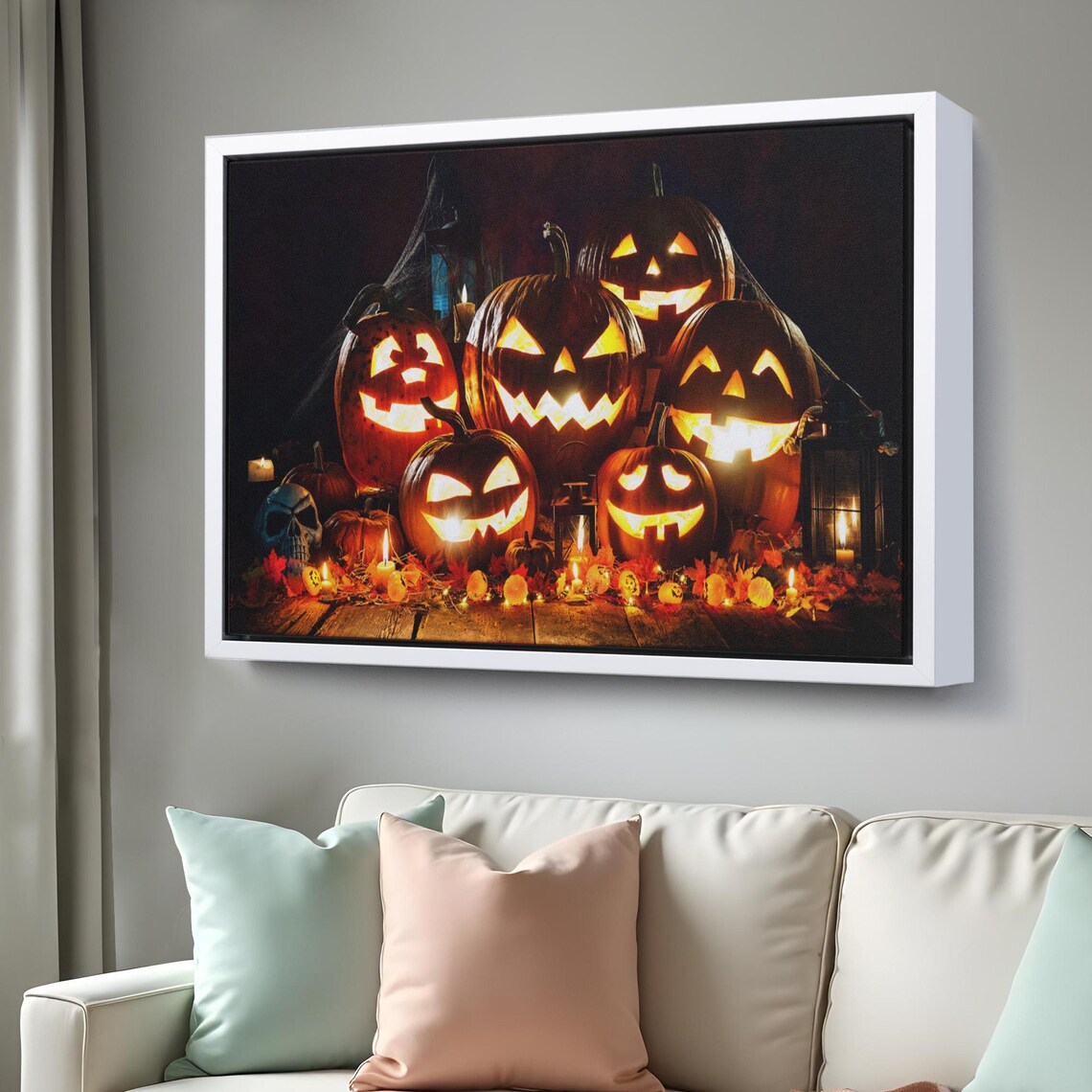 Halloween Glowing Jack O Lantern Pumpkins Autumn Night Wall Art Poster - Image 3