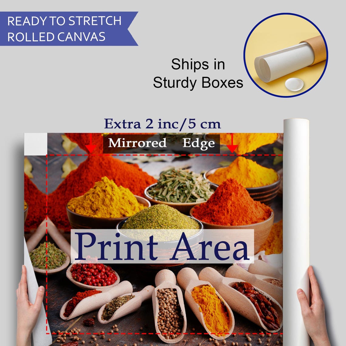 Vibrant Spice Market Bowls Paprika Turmeric Wooden Scoops Art Poster - Image 4