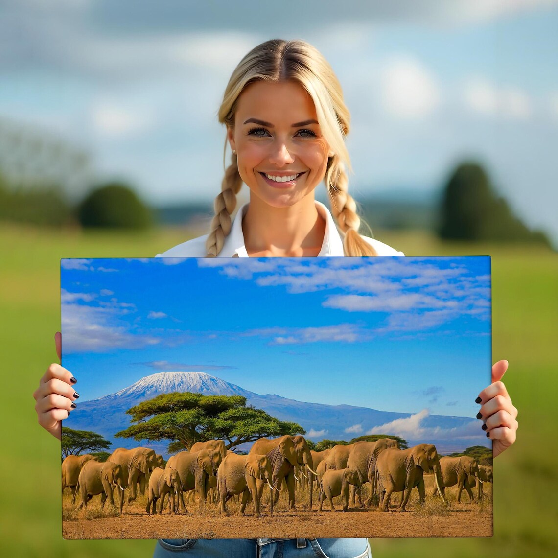 Amboseli Herd Of Elephants Under Mount Kilimanjaro Safari Poster - Image 5
