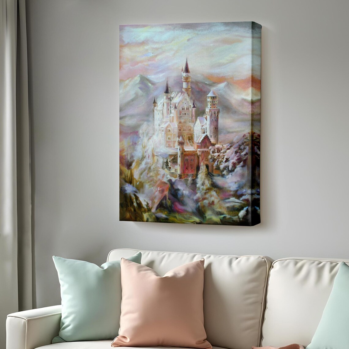 Castle Between Mountains, Modern Wall Decor