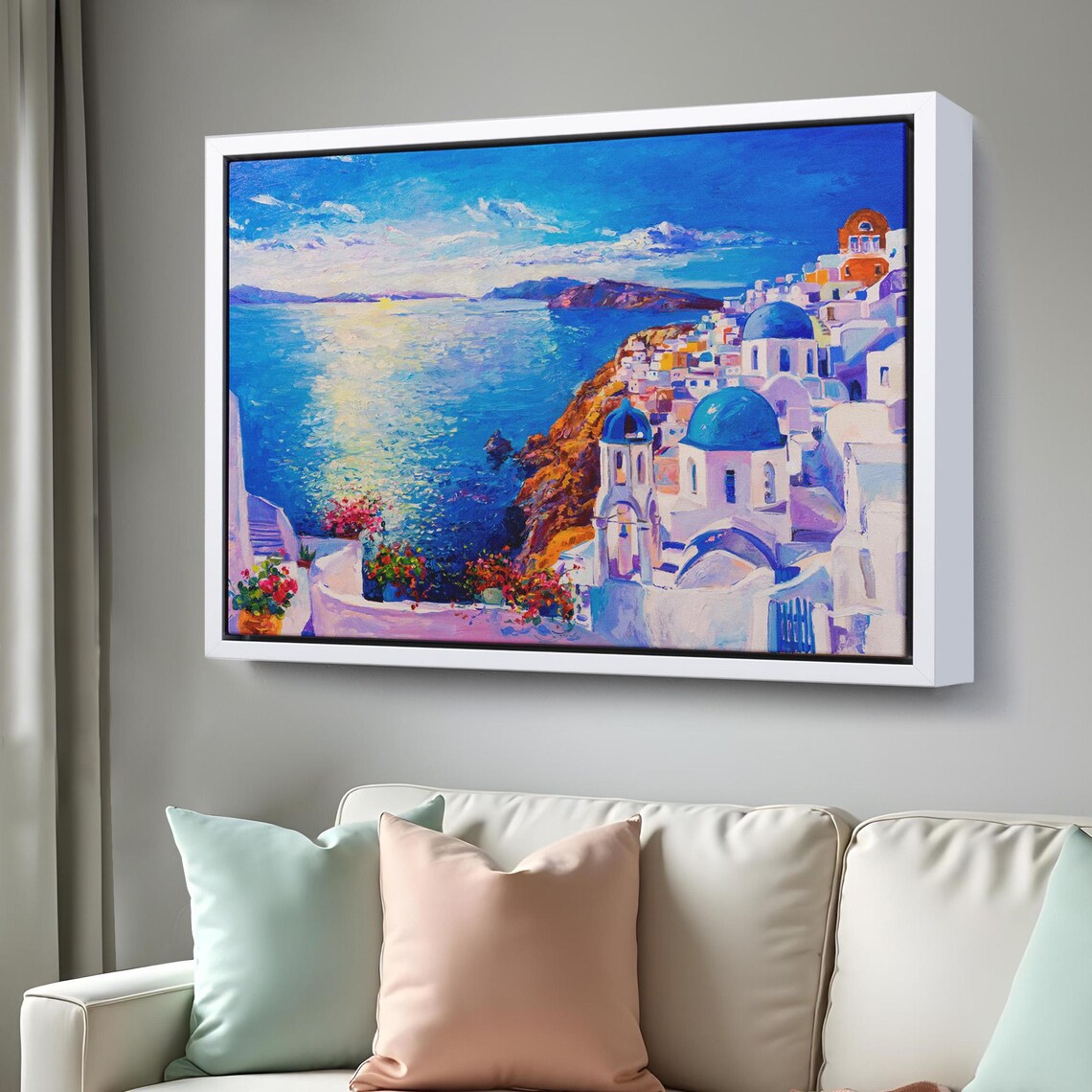 Santorini Greece Oia Blue Domes Caldera Sunset View Travel Art Poster - Image 3