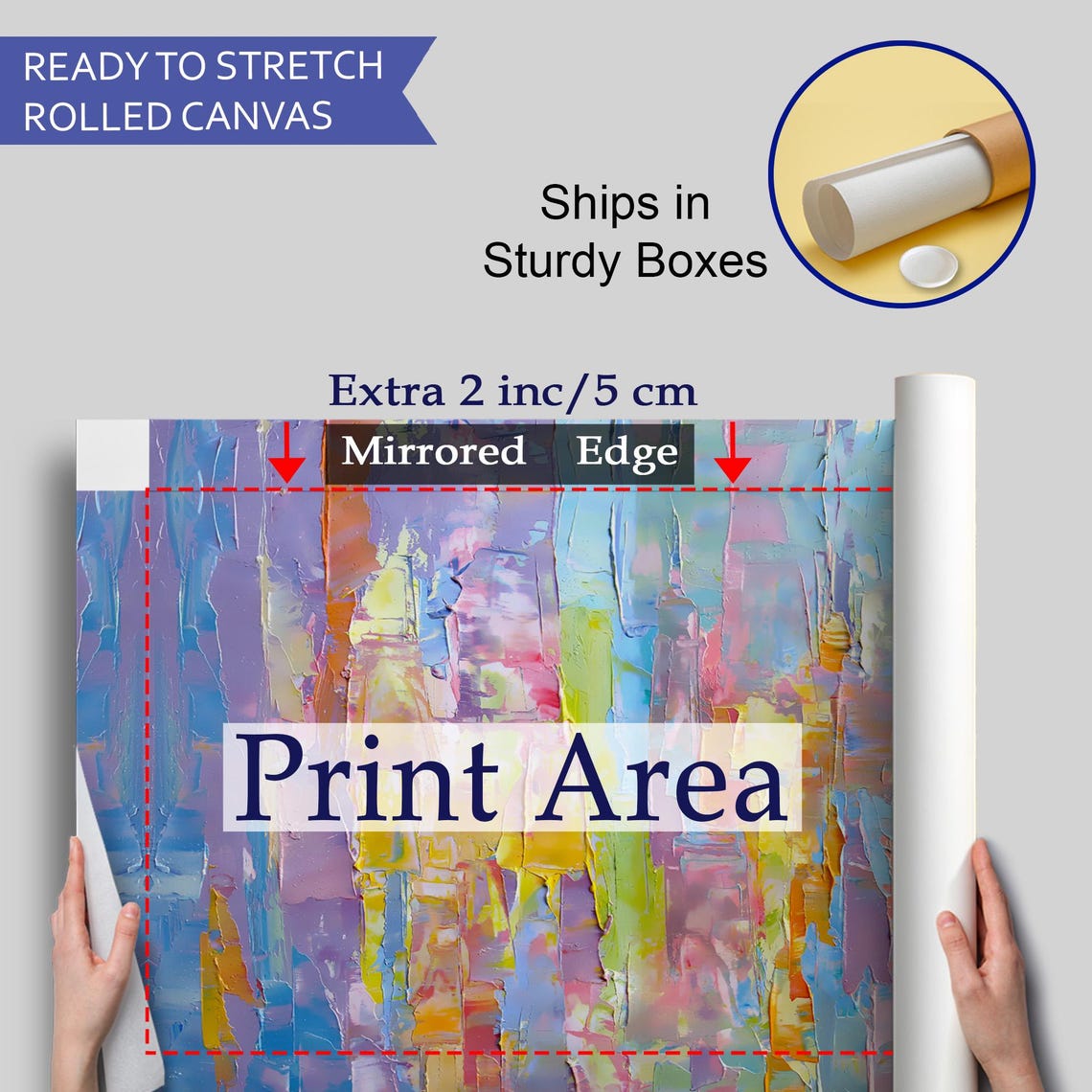 Pastel Abstract Impasto Texture Lavender Blue Yellow Modern Art Print - Image 4