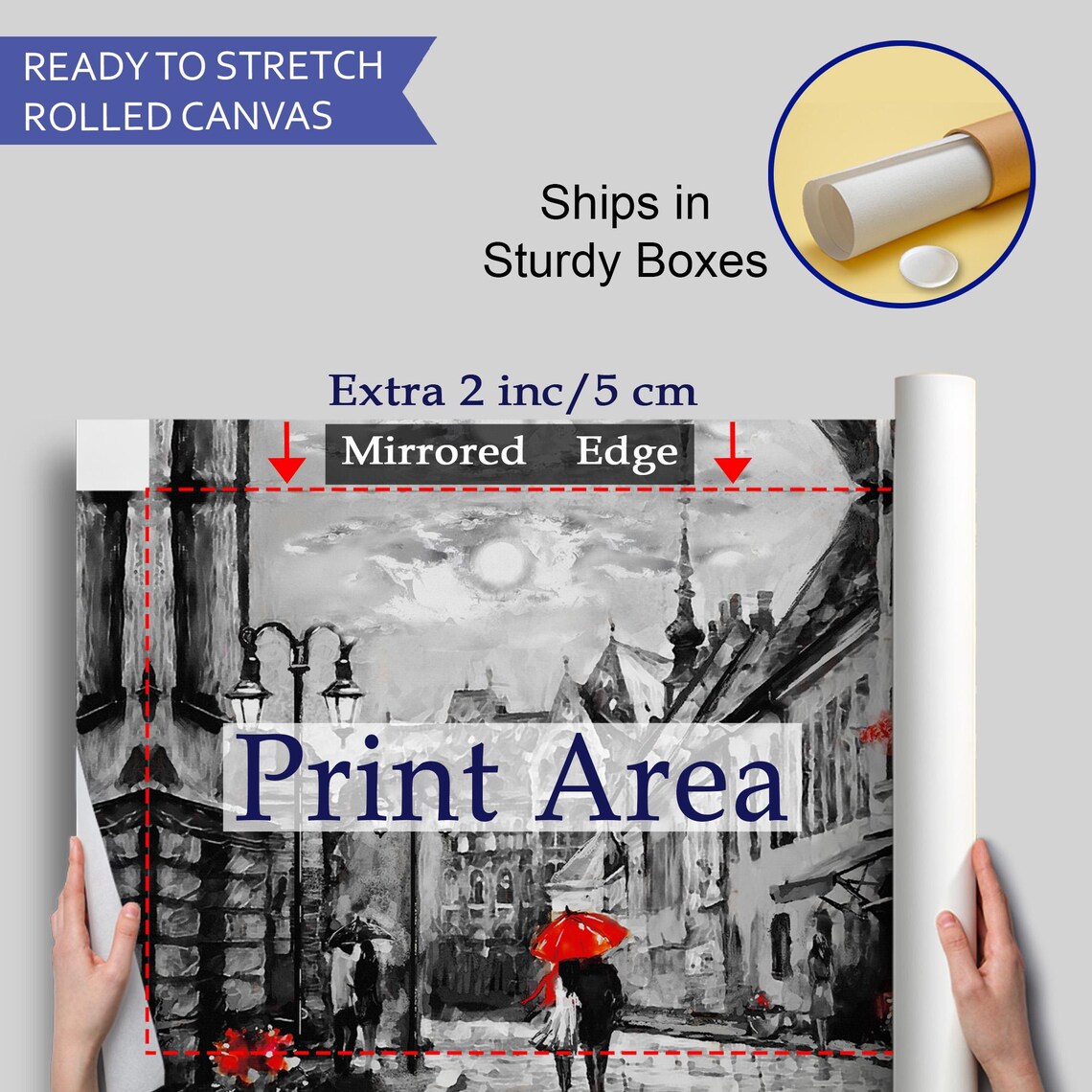 Budapest Old Street Red Umbrella Couple Black White City Poster - Image 4