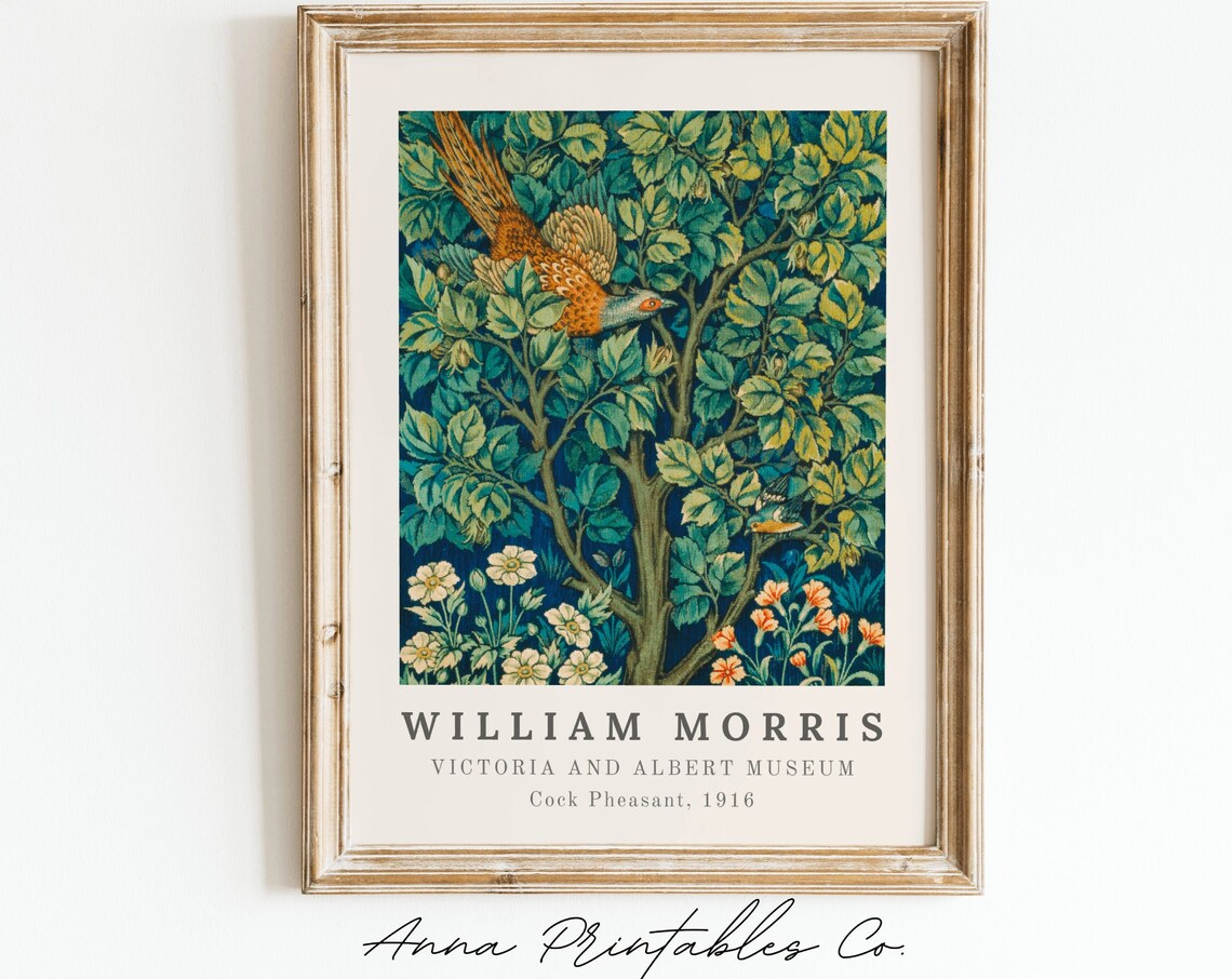 William Morris Cock Pheasant 1916 V and A Museum Exhibition Poster