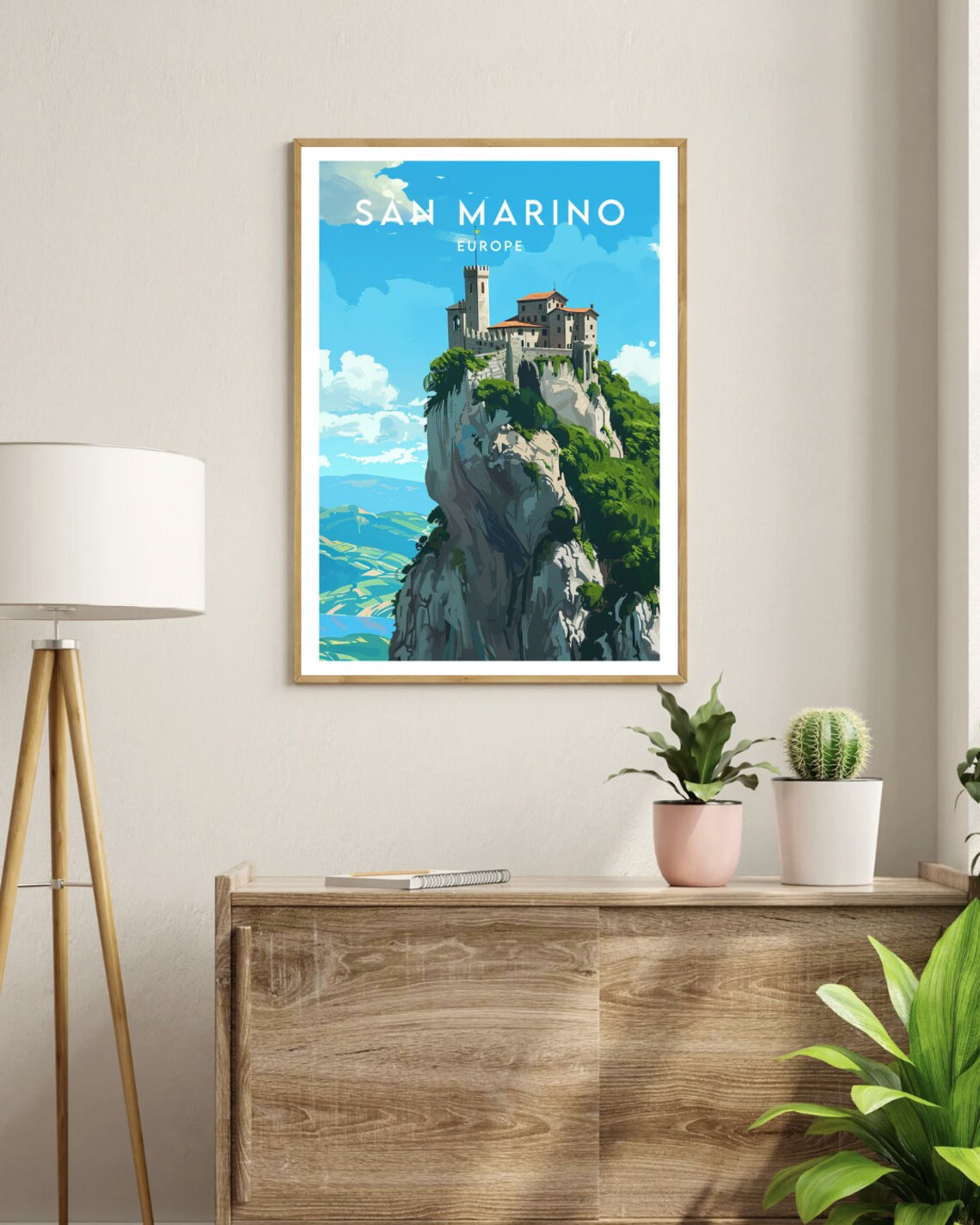 San Marino Europe Cliff Top Castle Fortress View Travel Poster - Image 3