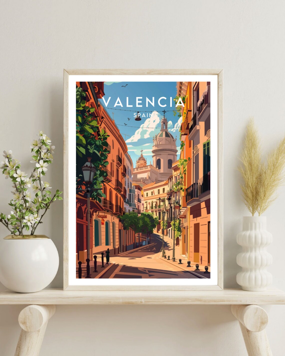 Valencia Spain Historic Street Church Dome Vintage Travel Poster - Image 4