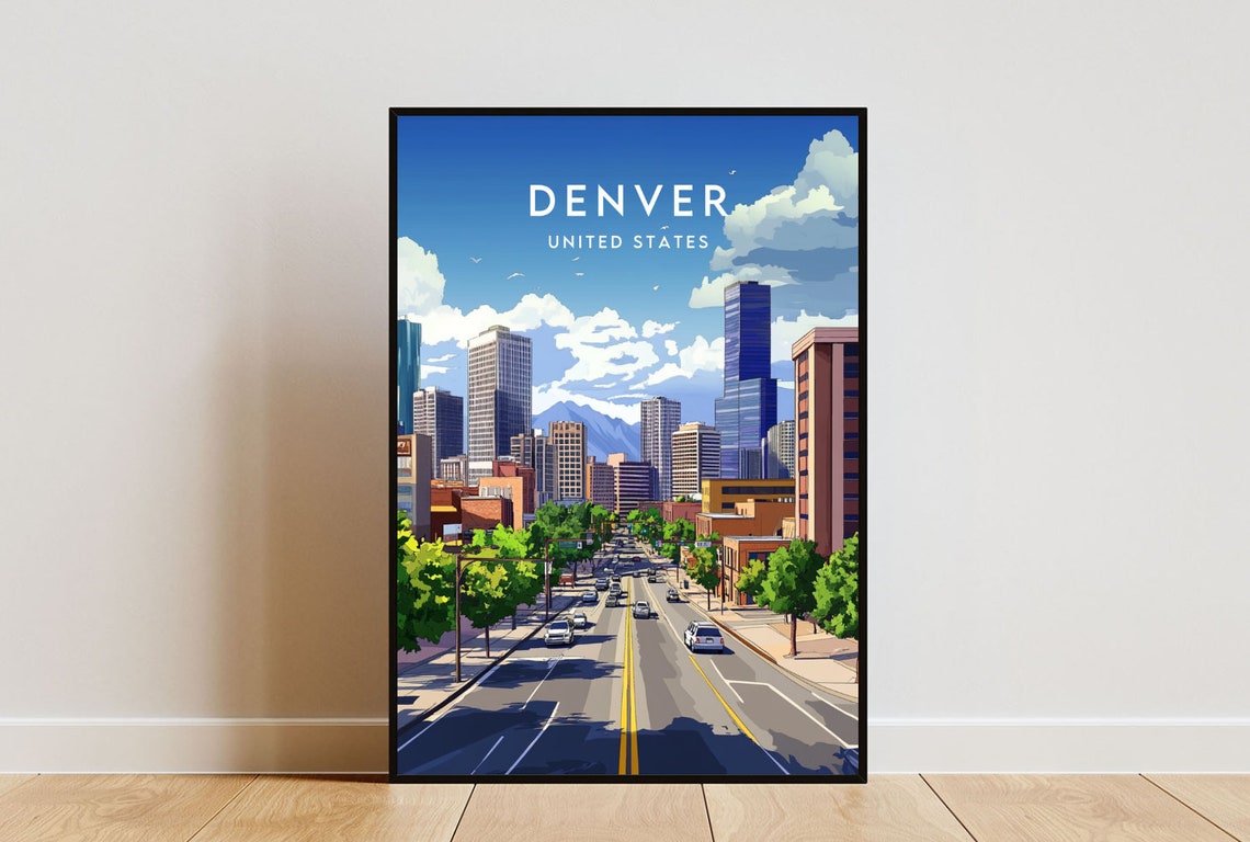 Denver Travel Print United States Denver Poster America Poster Travel Wall Art America Print Poster America Denver Usa Colorado