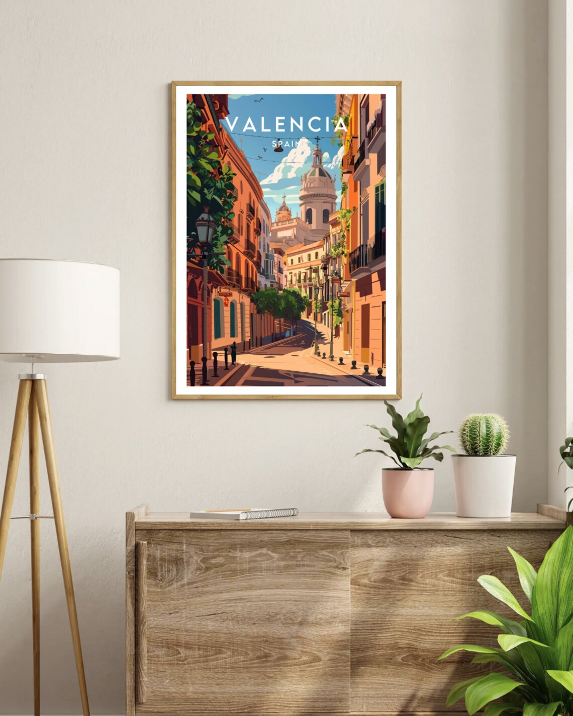 Valencia Spain Historic Street Church Dome Vintage Travel Poster - Image 3